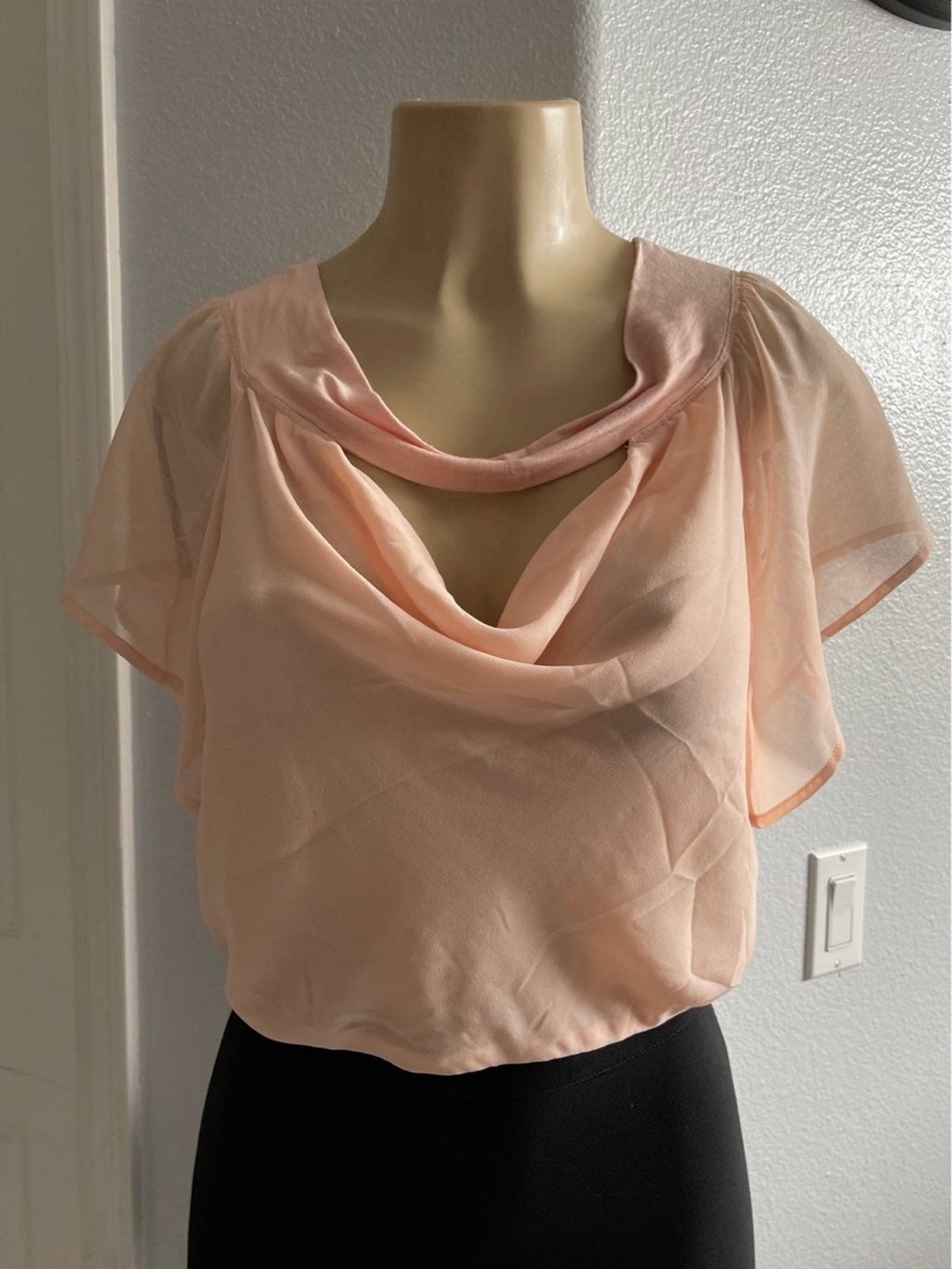 New Bebe size M Light Pink Cowl Neck Women's Blouse